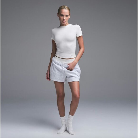 Skims Cotton Jersey Stretch Tee Shirt S Off White Minimalist Contemporary - Picture 1 of 7